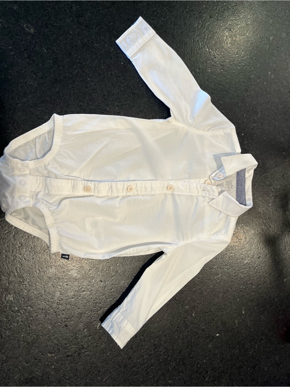White Baby Button-Front Bodysuit Shirt - Unbranded